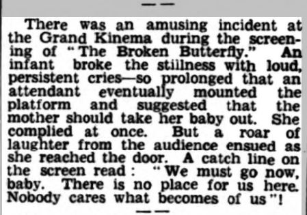 Broken Butterfly- Grand Kinema . 15-8-1921